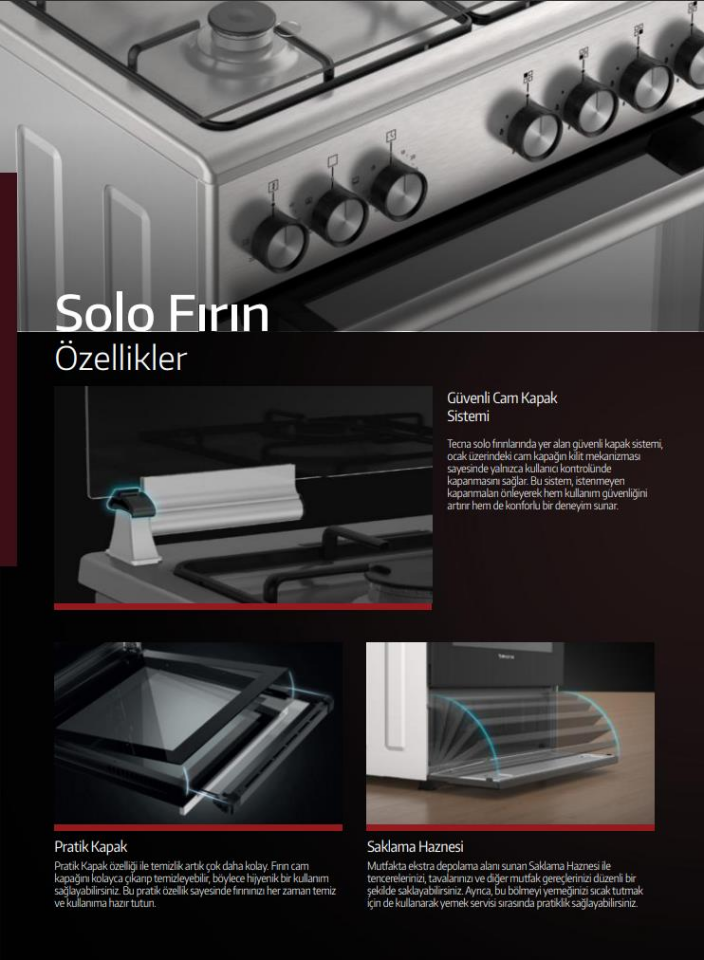 Tecna TF 604B Turbo Fanlı 4 Gözü Gazlı Ocaklı Tam Boy Fırın