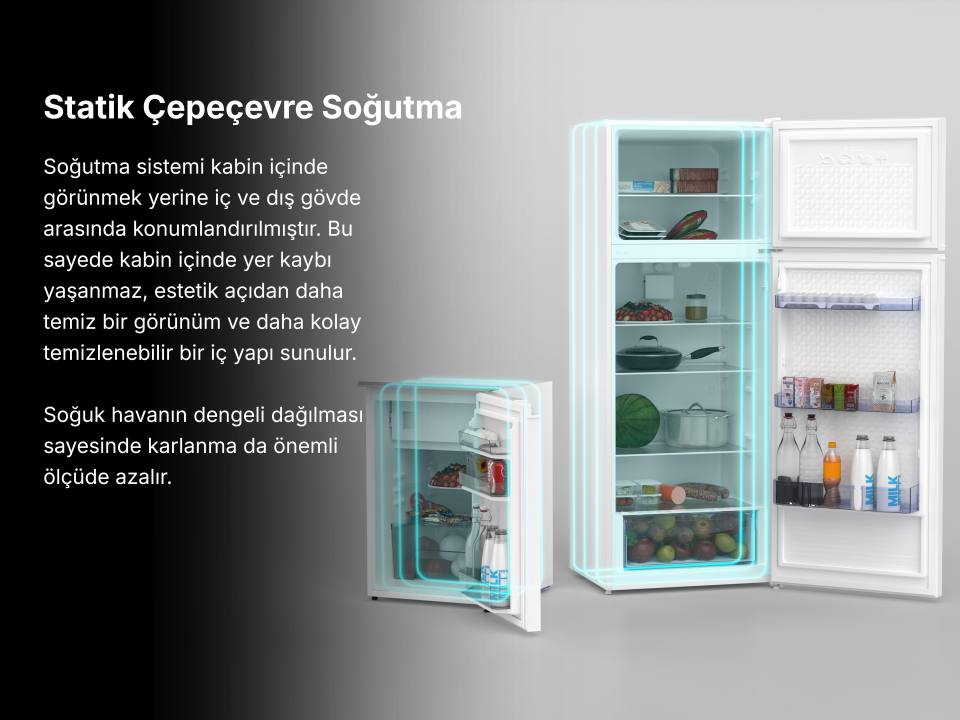 Tecna TBZ 250 CK 200 Lt. Çift Kapılı Buzdolabı- 7 Yıl Motor Garantili