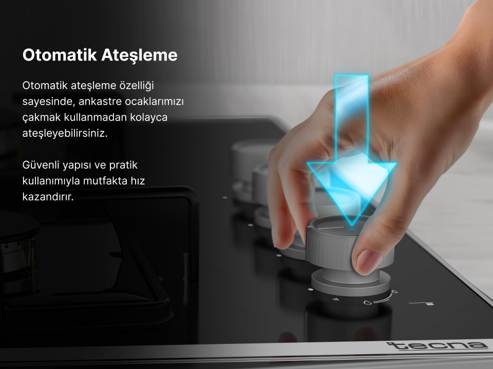 Tecna SÜO 604SE Siyah Emaye 4 Gözlü Gazlı Set Üstü Ocak