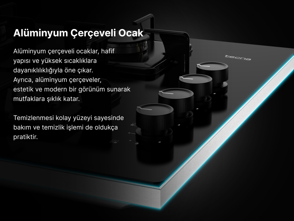 Tecna SÜO 604SC Siyah Cam 4 Gözlü Gazlı Set Üstü Ocak
