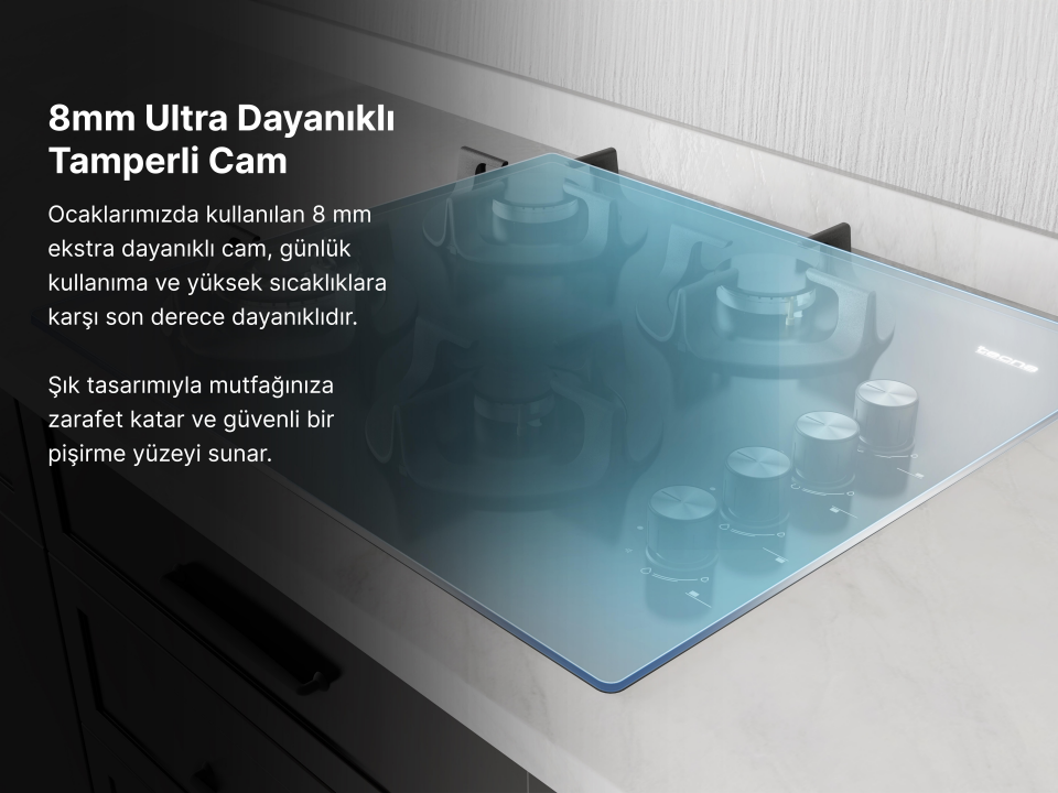 Tecna AO 704WSC Cam 4 Gaz+1 Wok Gözlü Ankastre Ocak