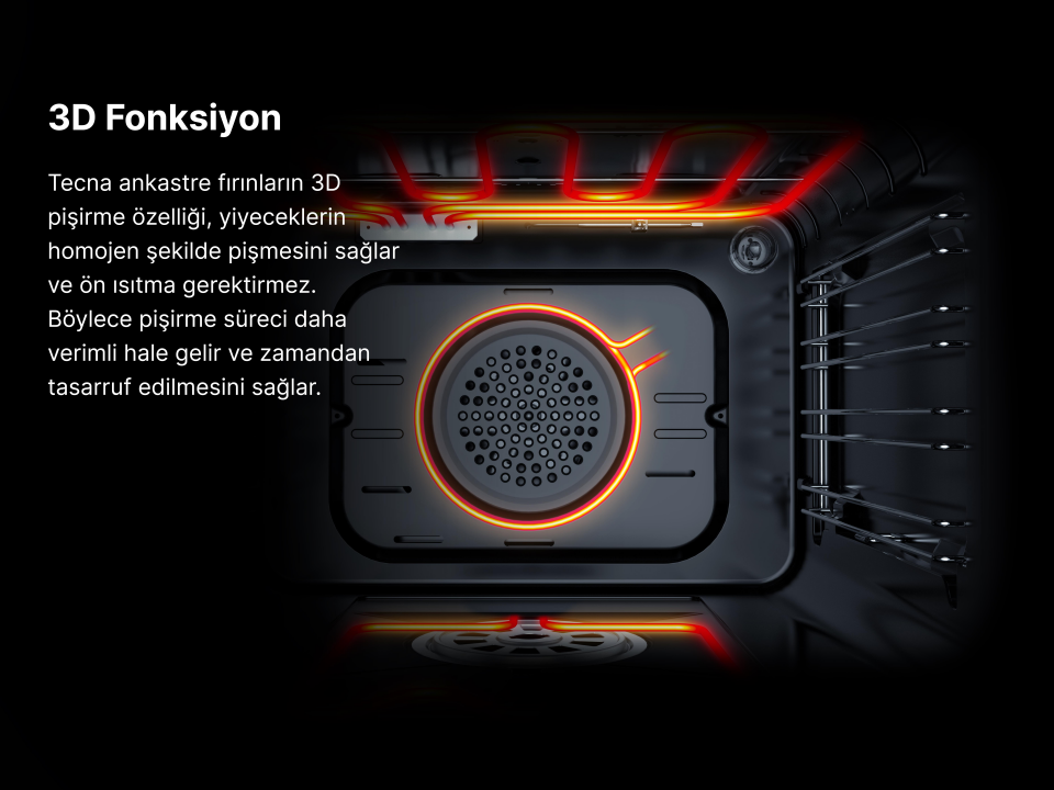 Tecna AF 6061S 60 Lt Siyah Cam Ankastre Fırın