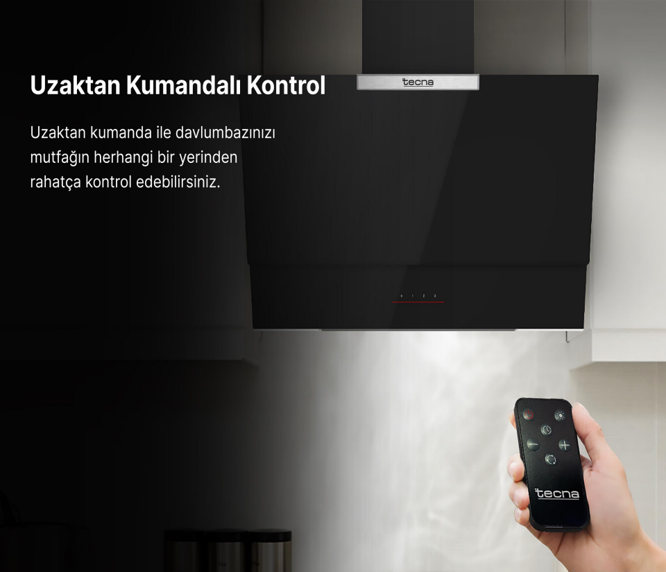 Tecna DA 671EG Gri Dokunmatik Dekoratif Camlı Davlumbaz